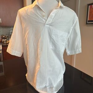 Banana Republic Organic Cotton Short Sleeve Dress Shirt White Small Minimalist